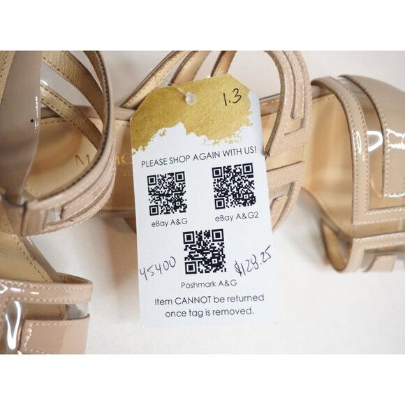 Marion Parke Toscana Tan Patent Leather Larkin PVC Slide Heels, Size 7 (US) 37 - Picture 13 of 13